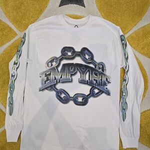 Empyre White and Blue Chain Graphic Long Sleeve Tee